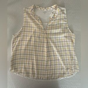 NWT Loft Sleeveless Plaid Top - White and Yellow